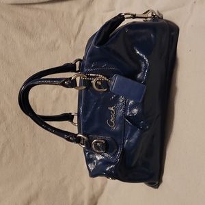 Coach blue patent small handbag